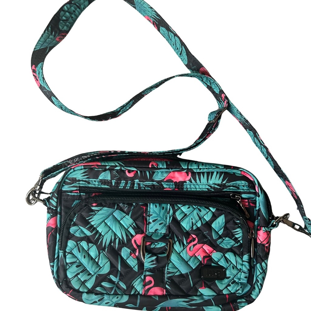 lug | Carousel Tropical Print Flamingo Crossbody Bag